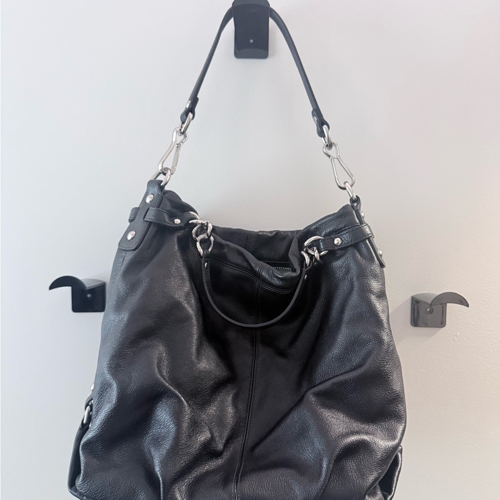Coach Brooke Black Leather Hobo Shoulder Bag